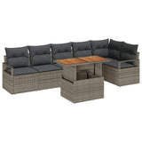 vidaXL Garden Sofa Set with Storage 7 pcs Black Poly Rattan