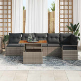 vidaXL Garden Sofa Set with Storage 7 pcs Black Poly Rattan