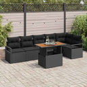 vidaXL Garden Sofa Set with Storage 7 pcs Black Poly Rattan
