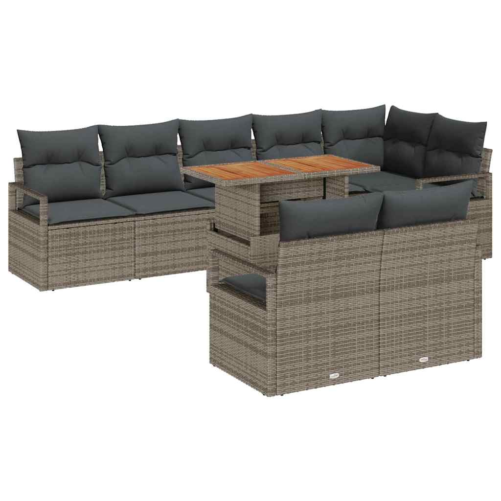 vidaXL Garden Sofa Set with Storage 9 pcs Black Poly Rattan