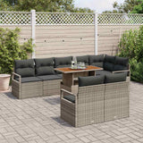 vidaXL Garden Sofa Set with Storage 9 pcs Black Poly Rattan