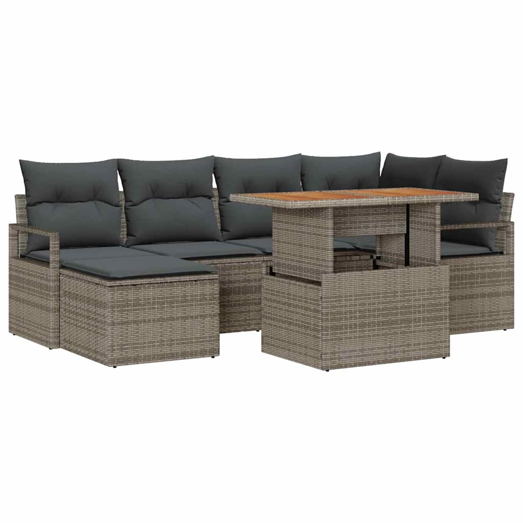 vidaXL Tuinbank Set met opslag 7 pcs Zwart Poly rattan