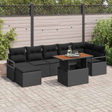 vidaXL Tuinbank Set met opslag 8 pcs Zwart Poly rattan