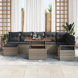 vidaXL Tuinbank Set met opslag 9 pcs Zwart Poly rattan