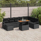 vidaXL Tuinbank Set met opslag 9 pcs Zwart Poly rattan
