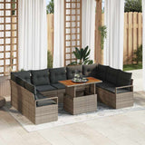 vidaXL Tuinbank Set met opslag 10 pcs Zwart Poly rattan
