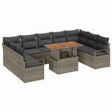 vidaXL Tuinbank Set met opslag 10 pcs Zwart Poly rattan