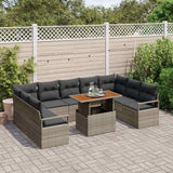 vidaXL Tuinbank Set met opslag 10 pcs Zwart Poly rattan