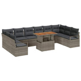 vidaXL Tuinbank Set met opslag 11 pcs Zwart Poly rattan