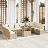 vidaXL Tuinbank Set met opslag 11 pcs Zwart Poly rattan