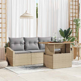 vidaXL Tuinbank Set met opslag 5 pcs Zwart Poly rattan