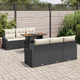 vidaXL Tuinbank Set met opslag 7 pcs Zwart Poly rattan