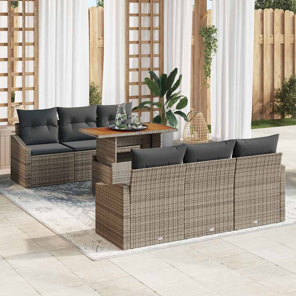 vidaXL Tuinbank Set met opslag 7 pcs Zwart Poly rattan