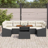 vidaXL Garden Sofa Set with Cushion and Storage 8 pcs Black and Beige