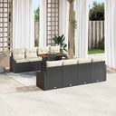 vidaXL Tuinbank Set met opslag 9 pcs Zwart Poly rattan