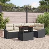 vidaXL Tuinbank Set met opslag 6 pcs Zwart Poly rattan