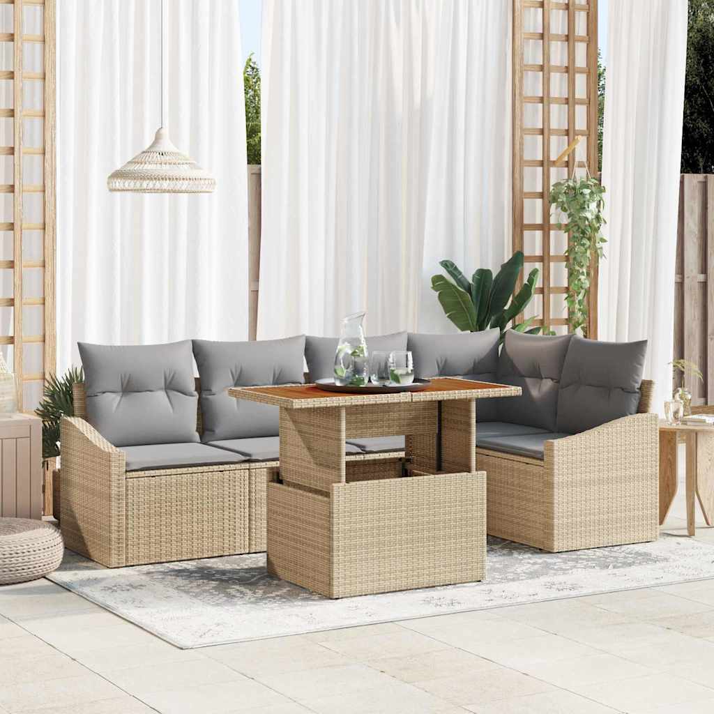 vidaXL Tuinbank Set met opslag 6 pcs Zwart Poly rattan