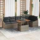 vidaXL Garden Sofa Set with Storage 7 pcs Black Poly Rattan