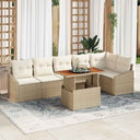 vidaXL Garden Sofa Set with Storage 7 pcs Black Poly Rattan