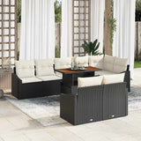 vidaXL Garden Sofa Set with Storage 9 pcs Black Poly Rattan