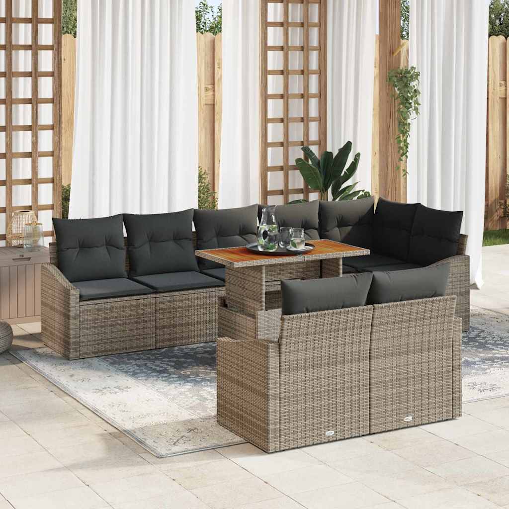 vidaXL Garden Sofa Set with Storage 9 pcs Black Poly Rattan