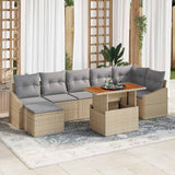 vidaXL Tuinbank Set met opslag 8 pcs Zwart Poly rattan