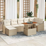 vidaXL Tuinbank Set met opslag 8 pcs Zwart Poly rattan