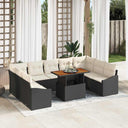 vidaXL Tuinbank Set met opslag 10 pcs Zwart Poly rattan