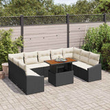 vidaXL Tuinbank Set met opslag 10 pcs Zwart Poly rattan