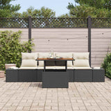 vidaXL Tuinbank Set met opslag 5 pcs Zwart Poly rattan