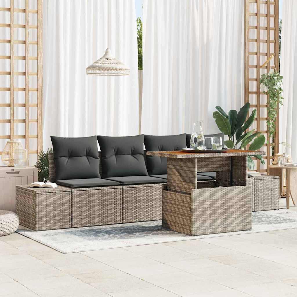 vidaXL Tuinbank Set met opslag 5 pcs Zwart Poly rattan