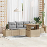 vidaXL Tuinbank Set met opslag 5 pcs Zwart Poly rattan