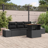 vidaXL Tuinbank Set met opslag 5 pcs Zwart Poly rattan