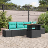 vidaXL Garden Bench Set 5 Pieces Black Poly Rattan