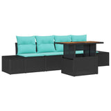 vidaXL Garden Bench Set 5 Pieces Black Poly Rattan
