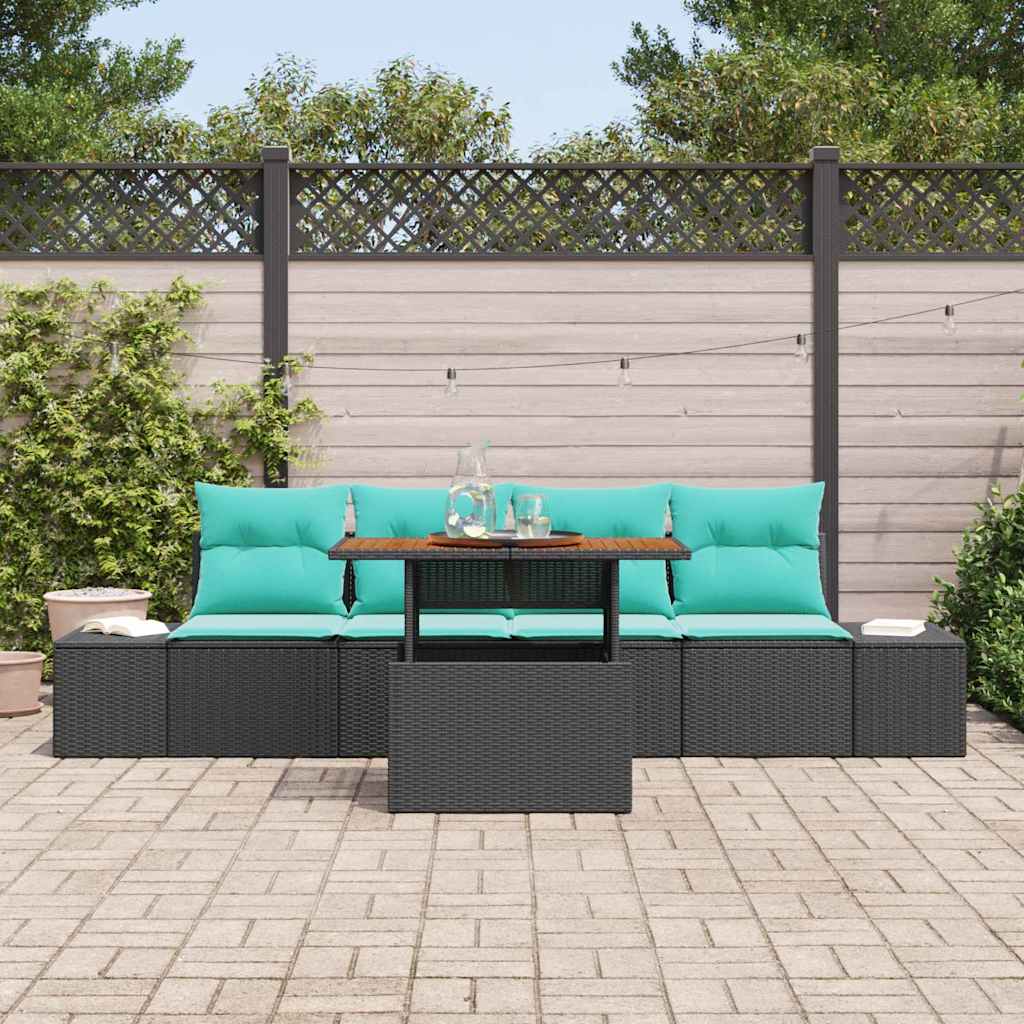 vidaXL Garden Bench Set 5 Pieces Black Poly Rattan