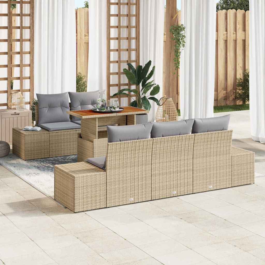 vidaXL Garden Bench Set with Storage 6 pcs Black Poly Rattan