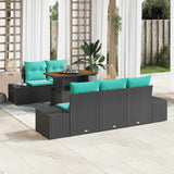 vidaXL Tuinbank Set 6 st Zwart Poly rattan