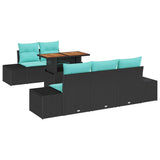 vidaXL Tuinbank Set 6 st Zwart Poly rattan