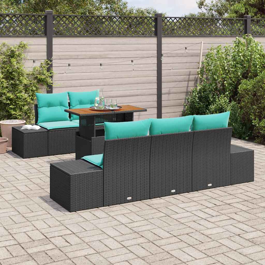 vidaXL Tuinbank Set 6 st Zwart Poly rattan
