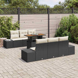 vidaXL Tuinbank Set met opslag 7 pcs Zwart Poly rattan