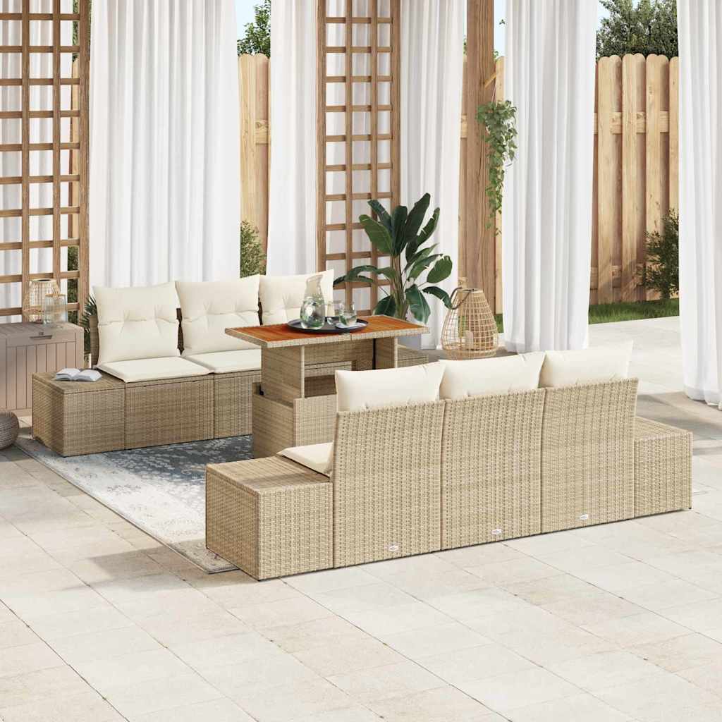 vidaXL Tuinbank Set met opslag 7 pcs Zwart Poly rattan