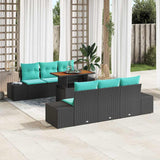 vidaXL Garden Lounge Set 7 pcs Black Poly Rattan
