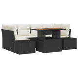vidaXL Tuinbank Set met opslag 7 pcs Zwart Poly rattan