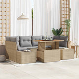 vidaXL Tuinbank Set met opslag 7 pcs Zwart Poly rattan
