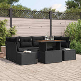 vidaXL Tuinbank Set met opslag 7 pcs Zwart Poly rattan
