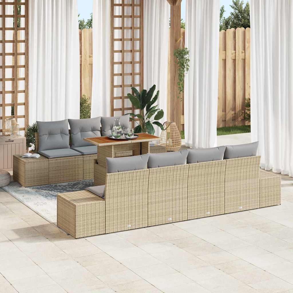 vidaXL Tuinbank Set met opslag 8 pcs Zwart Poly rattan