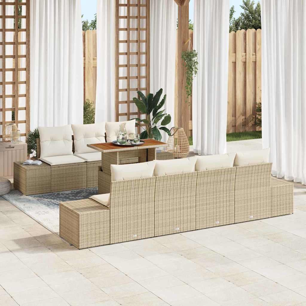 vidaXL Tuinbank Set met opslag 8 pcs Zwart Poly rattan