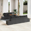 vidaXL Tuinbank Set met opslag 8 pcs Zwart Poly rattan