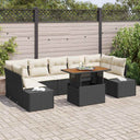 vidaXL Tuinbank Set met opslag 8 pcs Zwart Poly rattan